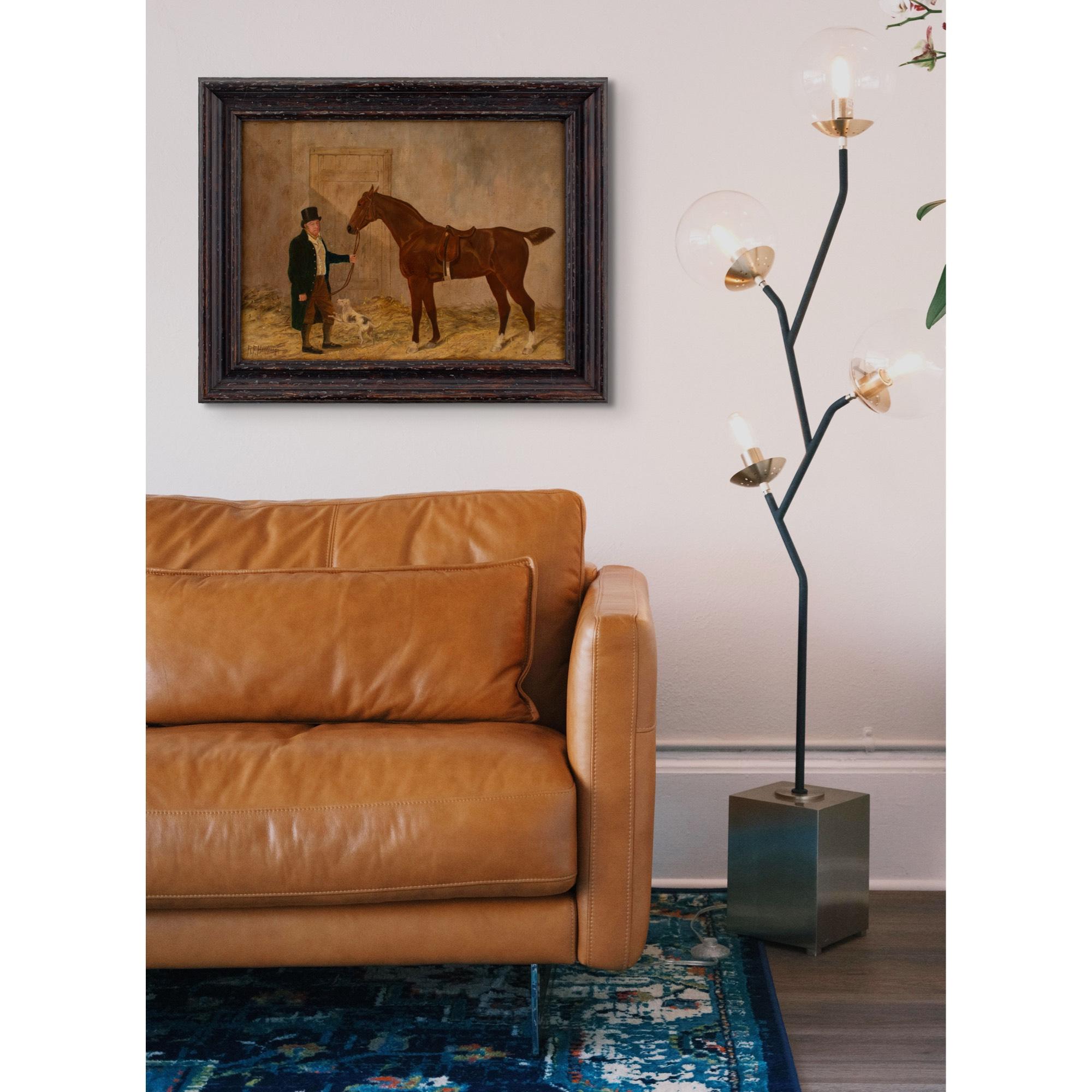 R F Henderson, An Owner With A Chestnut Racehorse & Terrier In A Stable 2