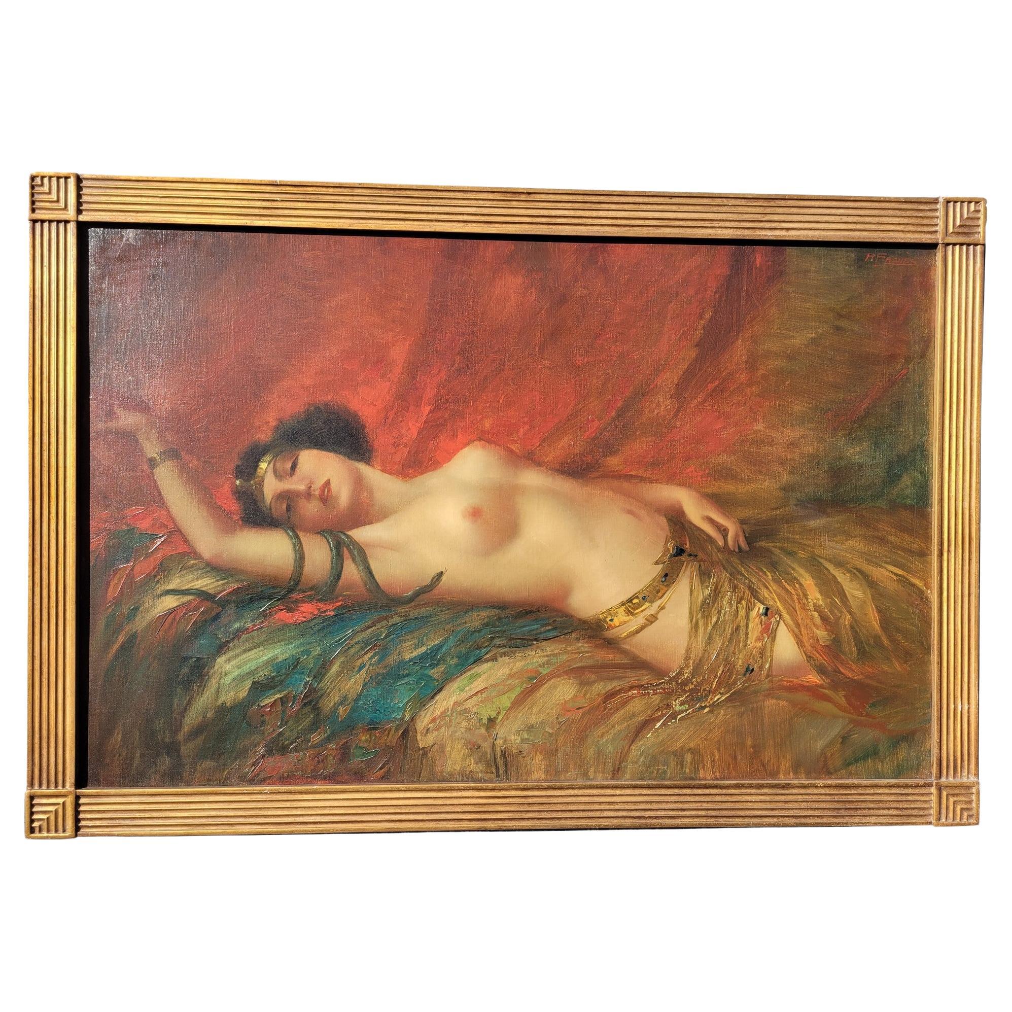 R Frenes?, Cleopatra, Oil On Canvas Signed, 20th Century