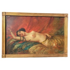 Vintage R Frenes?, Cleopatra, Oil On Canvas Signed, 20th Century