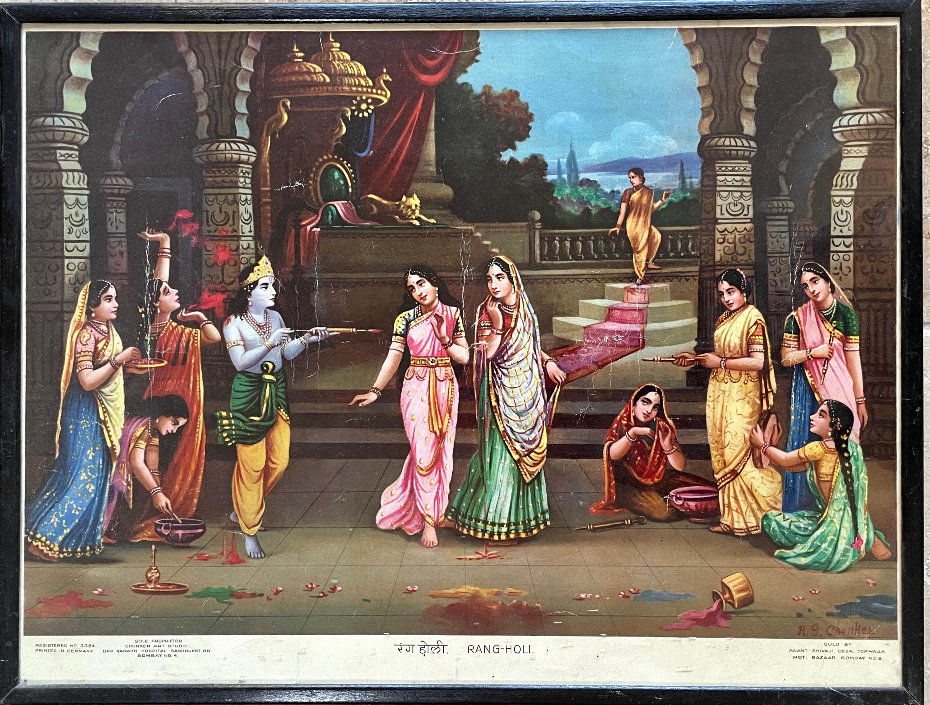 Indien, ein Paar Sammlerdrucke, frühes 20. Jahrhundert, Göttin der Epoche, antik  – Art von R G Chonker