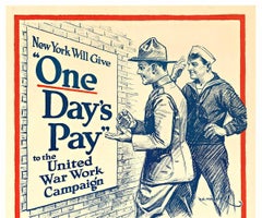 Original One Days Pay - United War Work Campaign vintage World War One poster