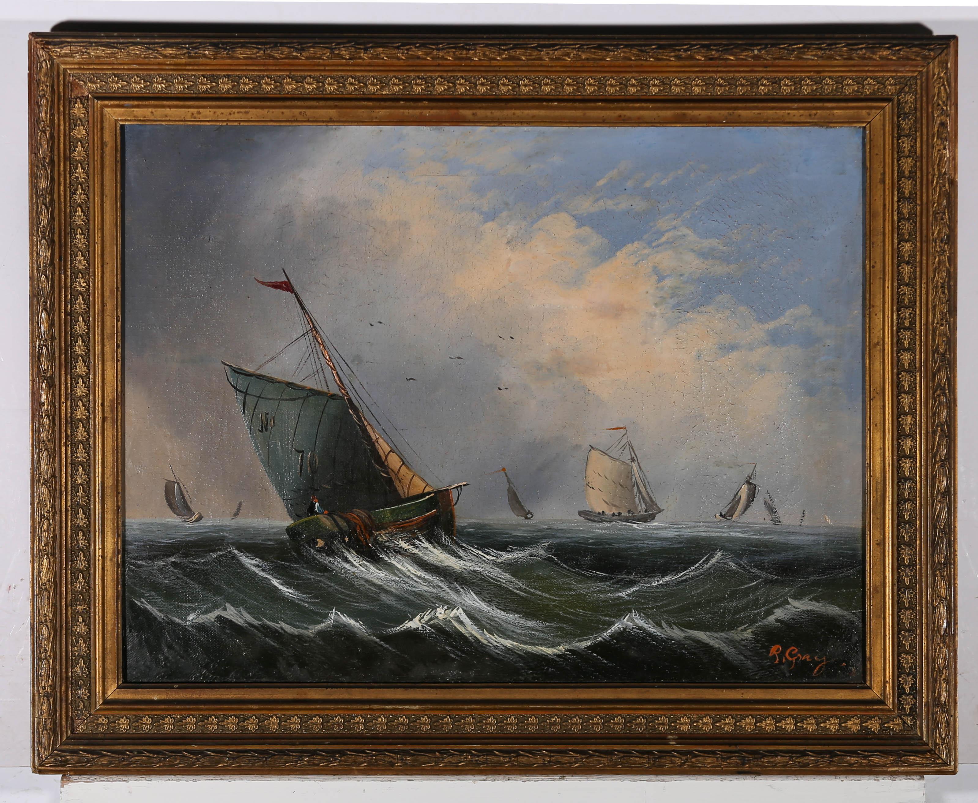 R. Gray - Signed Late 19th Century Oil, Boats at Sea 1