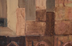 Composición geométrica abstracta con objeto biomórfico - Acrílico sobre lienzo