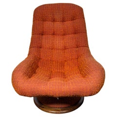 R. Huber Danish Modern / Space Age Teak Swivel "scoop" Lounge Chair