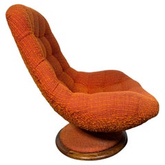 Vintage R. Huber Danish Modern / Space Age Teak Swivel "scoop" Lounge Chair