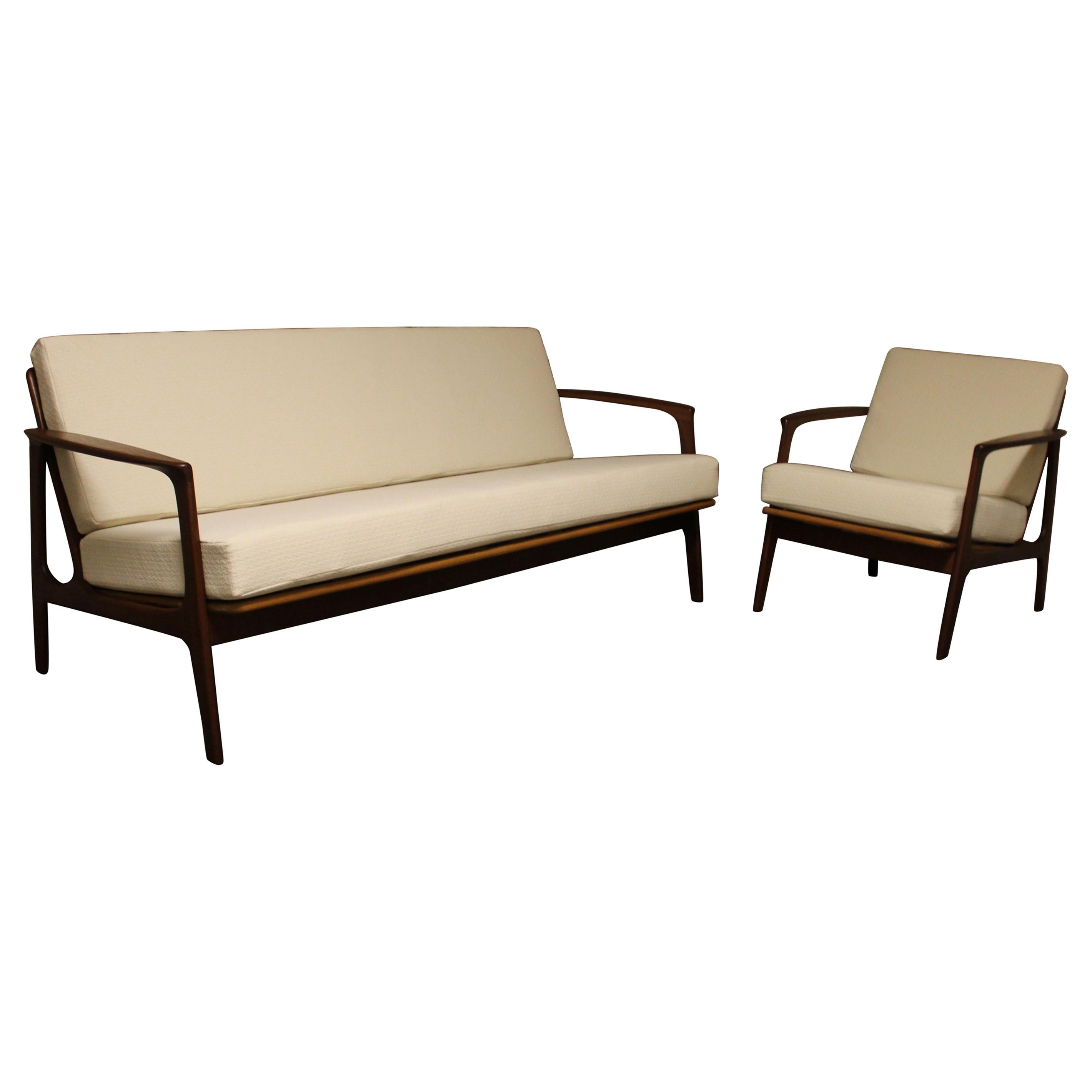 R. Huber Mid-Century Modern Teak Sofa and Chair Set