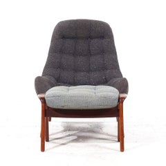 R Huber Mid Century Teak Lounge Chair with Ottoman