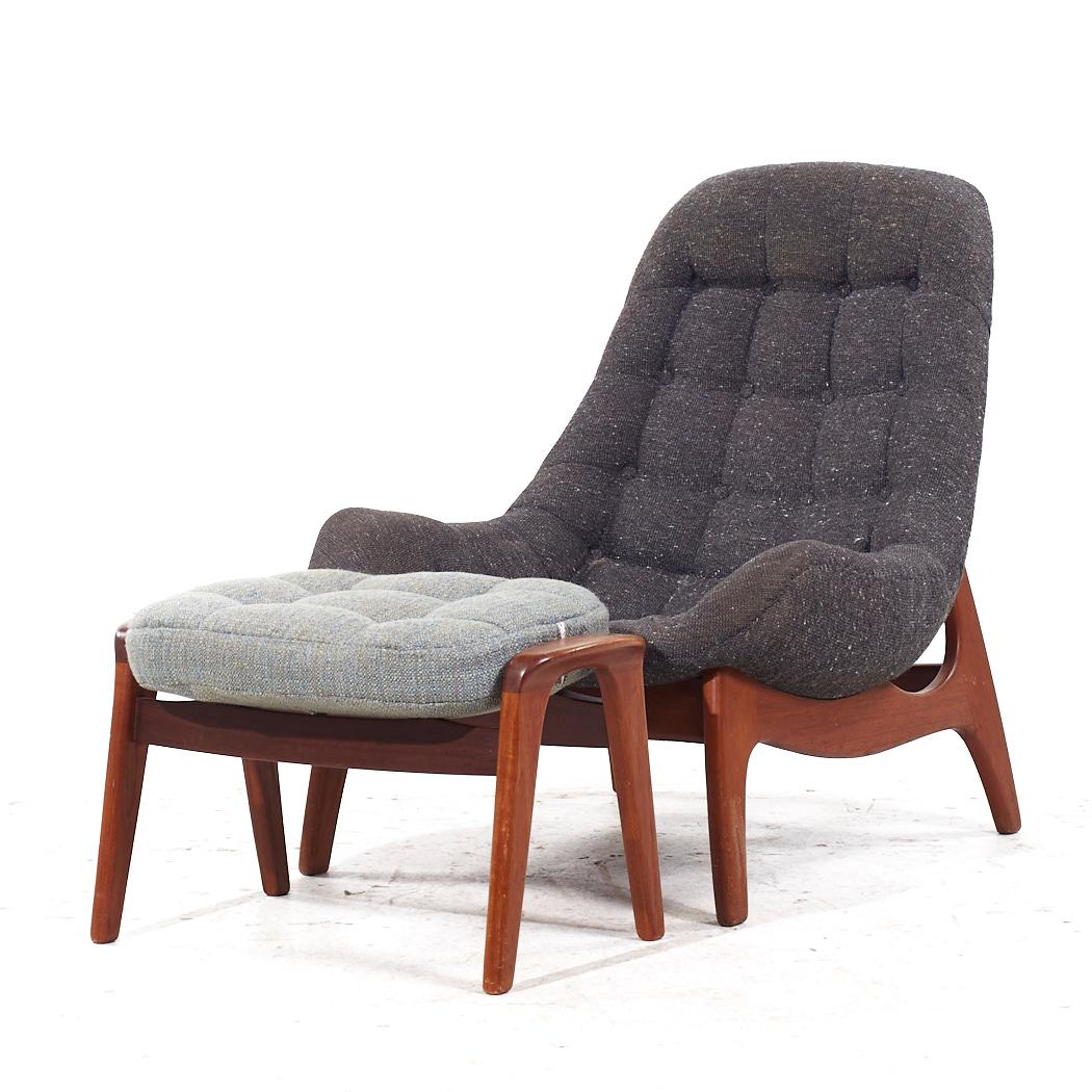 Mid-Century Modern R Huber Mid Century Teak Lounge Chair with Ottoman