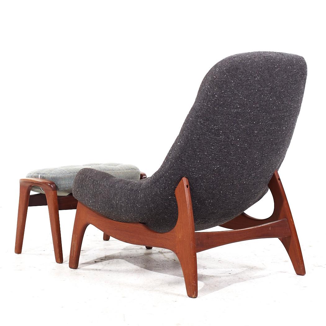 Late 20th Century R Huber Mid Century Teak Lounge Chair with Ottoman
