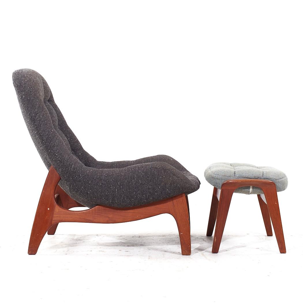 Upholstery R Huber Mid Century Teak Lounge Chair with Ottoman