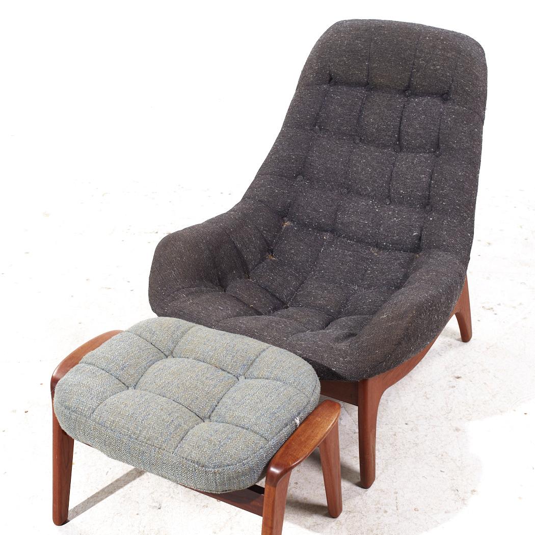 R Huber Mid Century Teak Lounge Chair with Ottoman 2