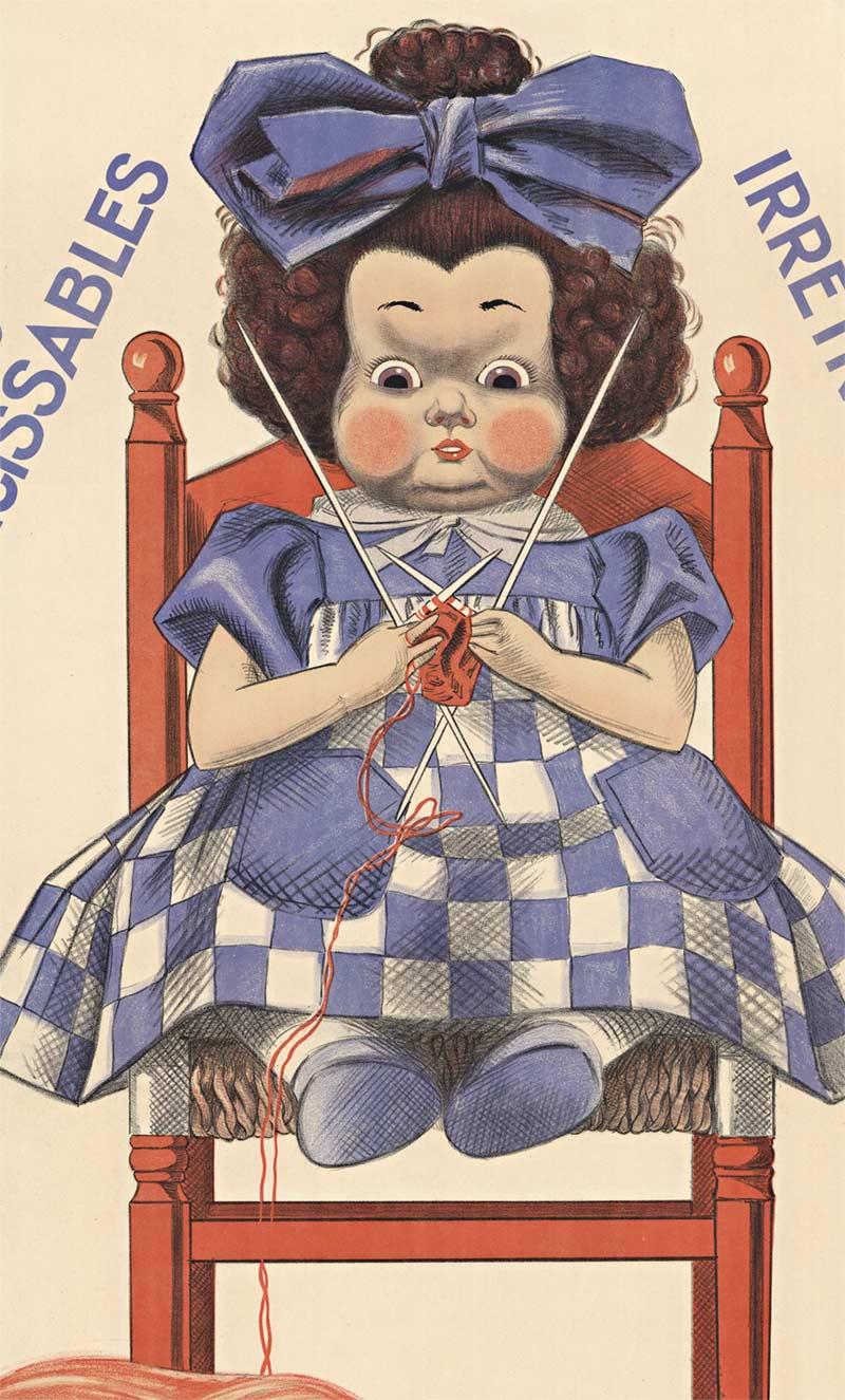 Affiche vintage française ancienne Aux Laines Ecossaises  fil - Art nouveau Print par R Hurwic