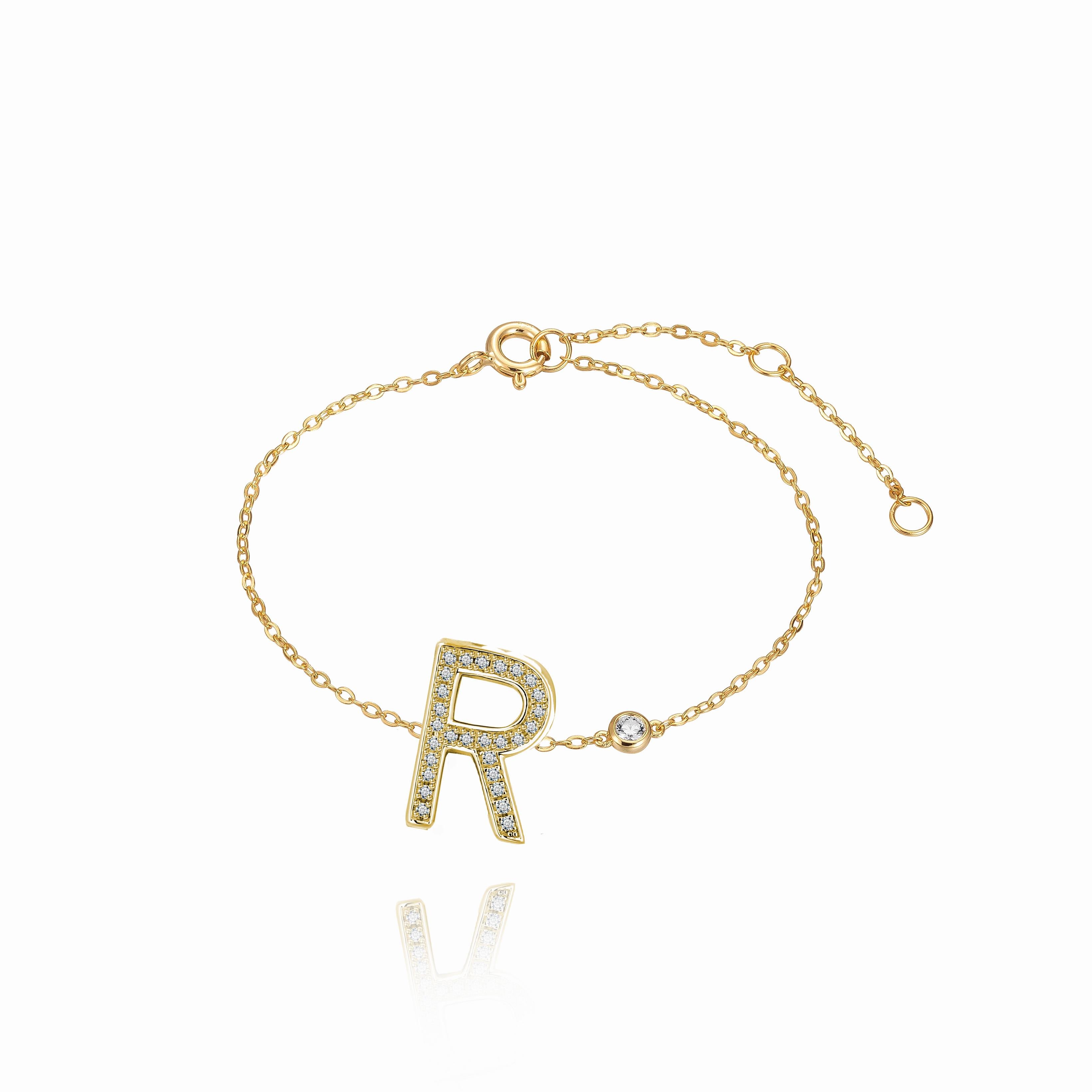 anklet with initial r