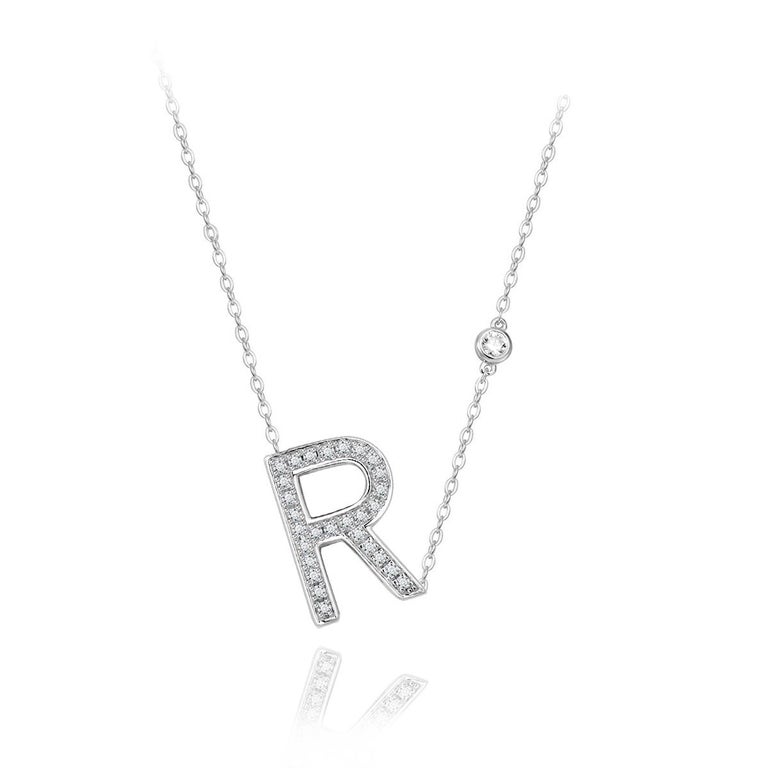 R Initial Bezel Chain Necklace For Sale at 1stDibs
