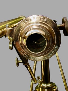 R & J Beck Brass Refracting Telescope with Tripod and Original Carrying Box
