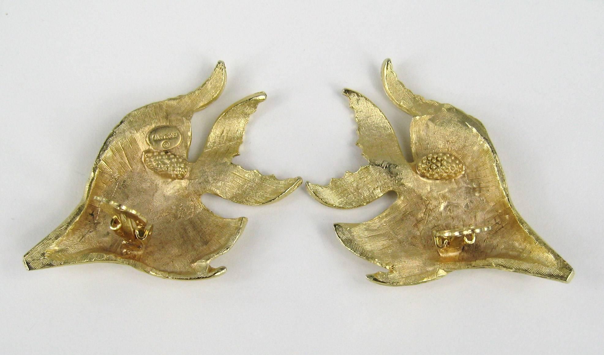  R J GRAZIANO Earrings Angelfish New, Never Worn - 1980s In New Condition For Sale In Wallkill, NY