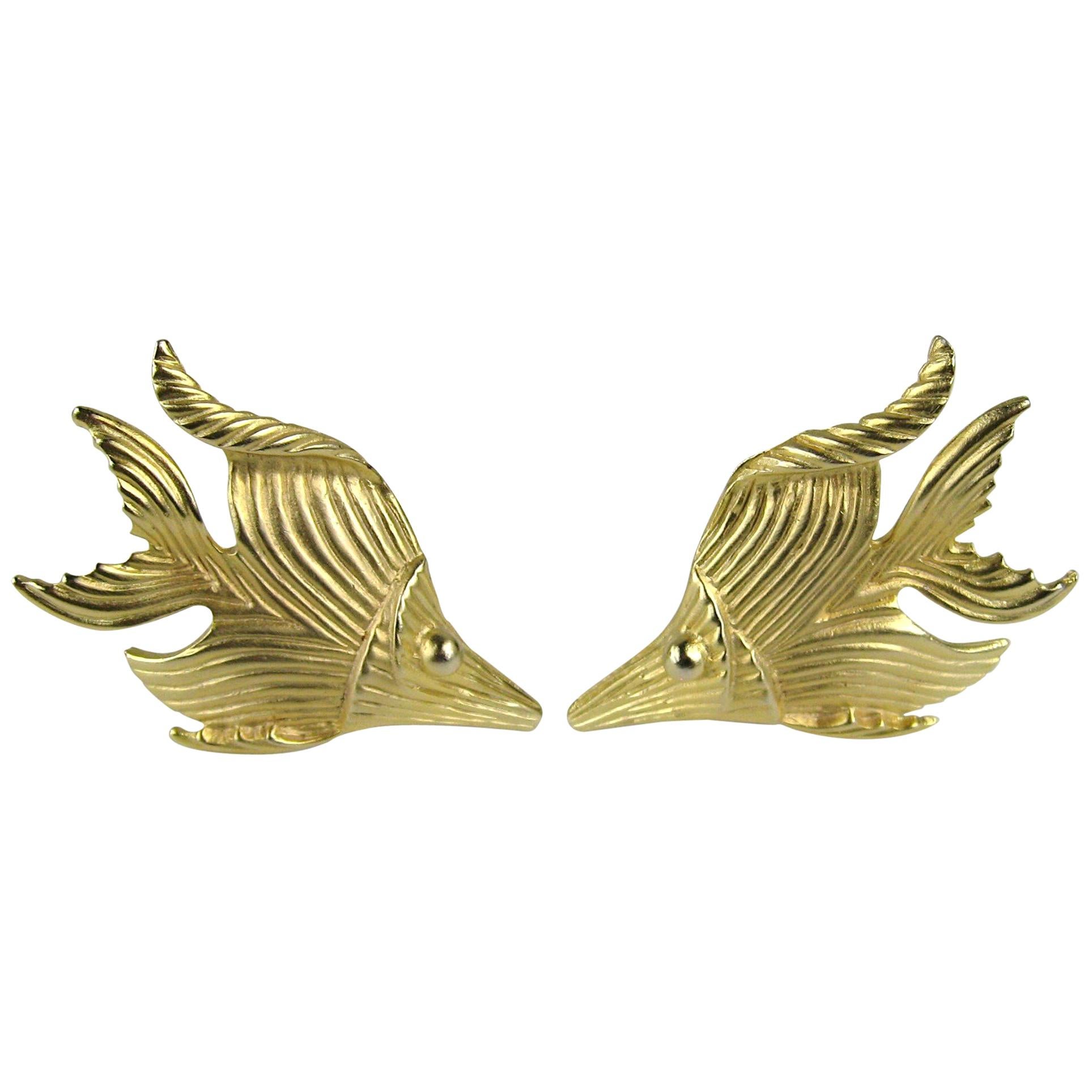  R J GRAZIANO Earrings Angelfish New, Never Worn - 1980s For Sale