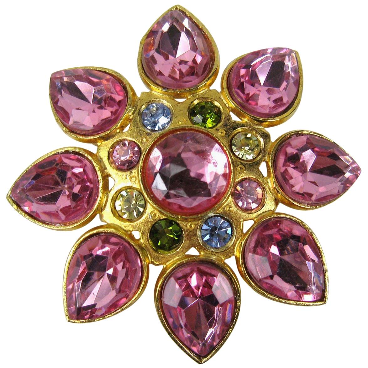 R J GRAZIANO Pink FLORAL Brooch Pin New, Never Worn 1980s For Sale