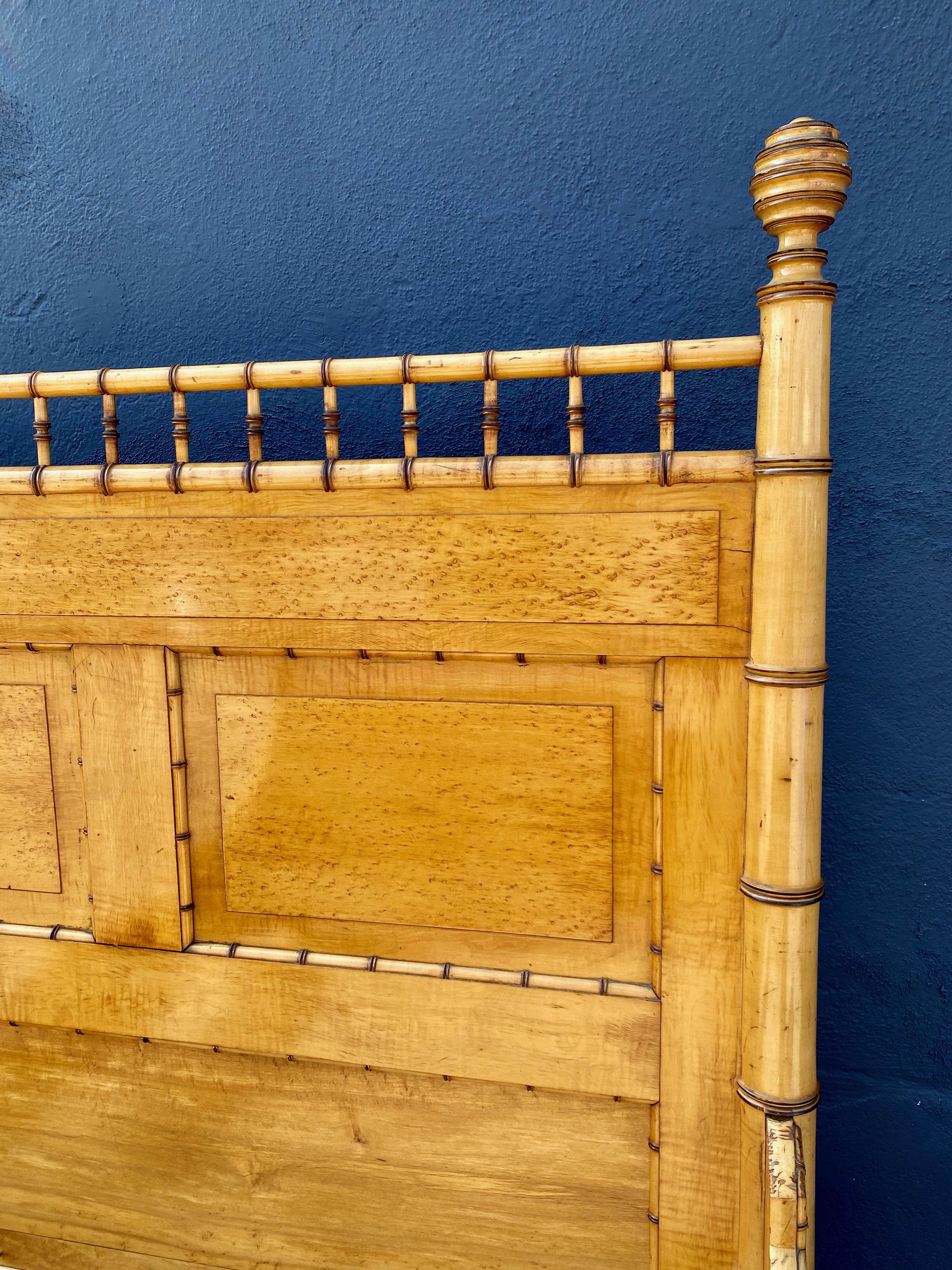 Hand-Carved R. J. Horner Faux Bamboo Bed For Sale