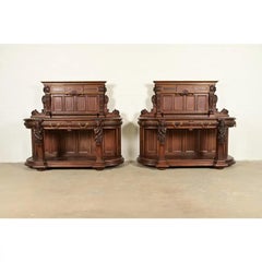 R. J. Horner Renaissance Revival Oak Sideboards or Bar Cabinets, Circa 1880s