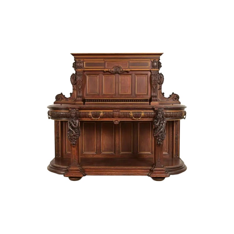R. J. Horner Renaissance Revival Ornate Carved Oak Sideboard, Circa 1880s For Sale