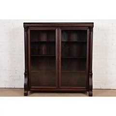 R. J. Horner Style American Empire Carved Mahogany Double Bookcase, Circa 1890s