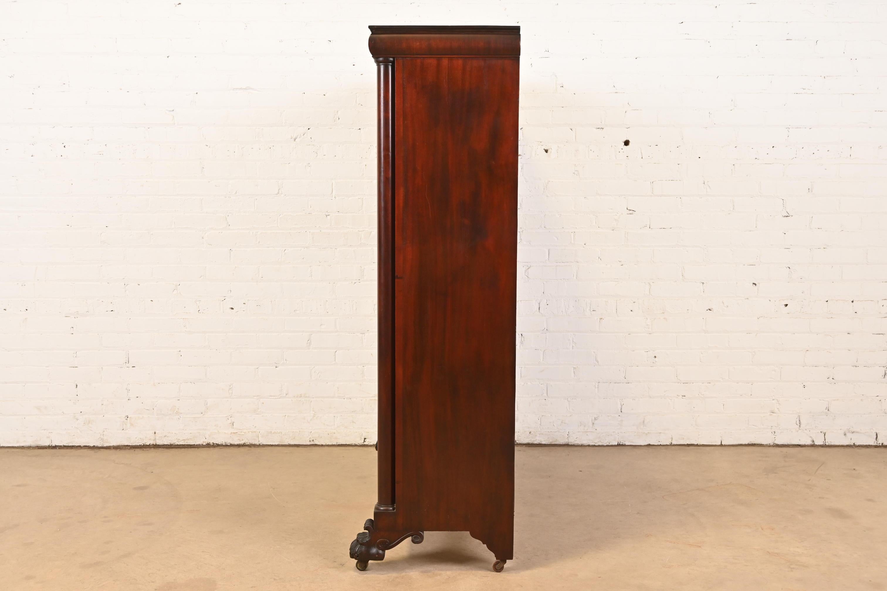 R. J. Horner Style American Empire Carved Mahogany Double Bookcase For Sale 5
