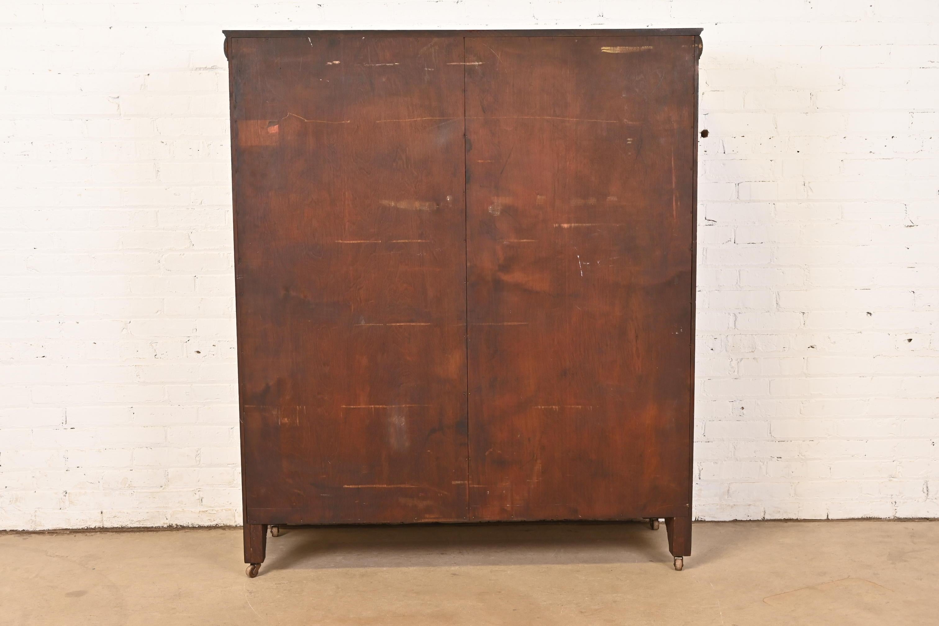 R. J. Horner Style American Empire Carved Mahogany Double Bookcase For Sale 6