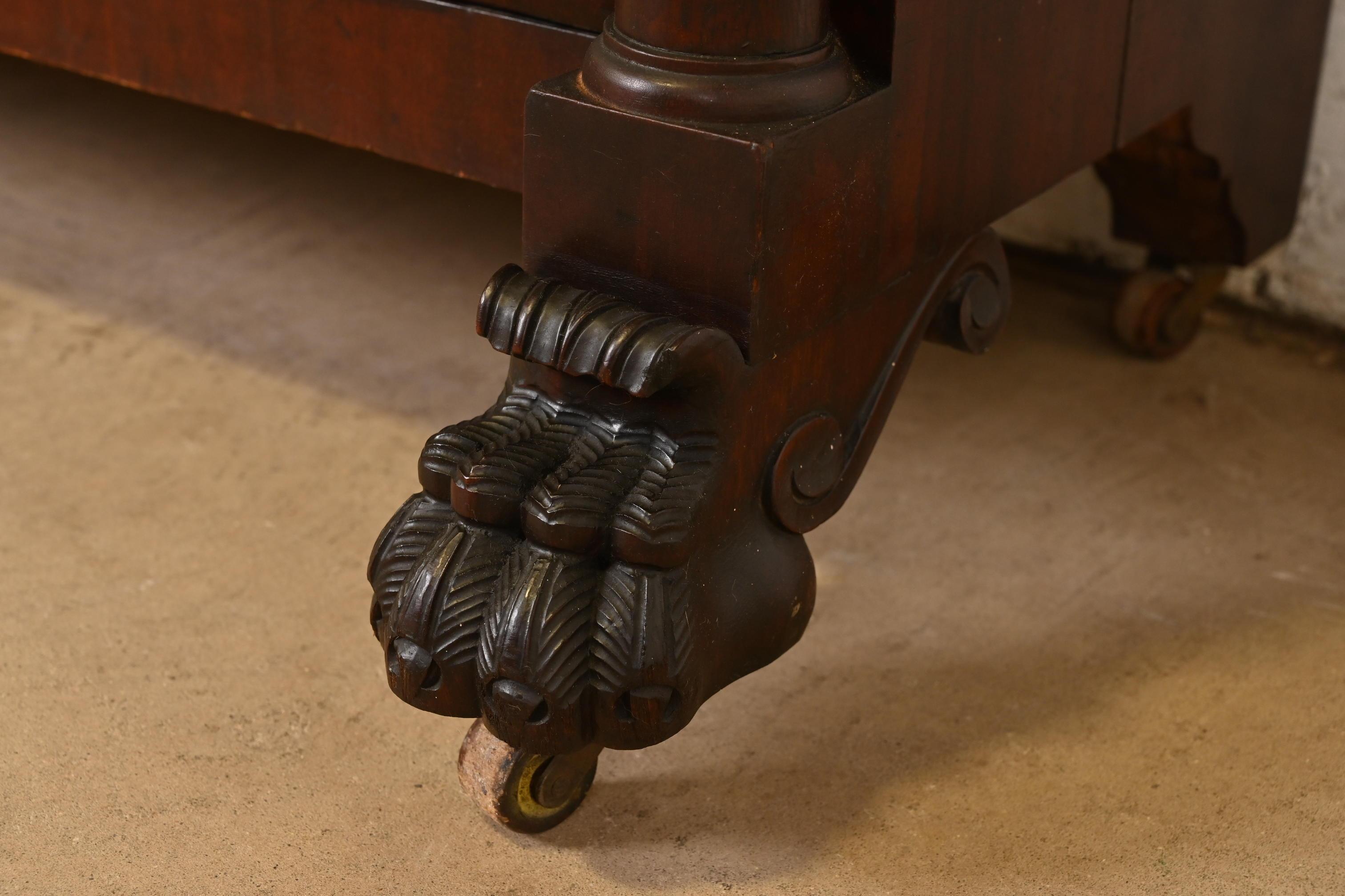 R. J. Horner Style American Empire Carved Mahogany Double Bookcase For Sale 2