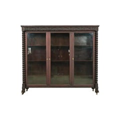 R. J. Horner Style American Empire Carved Mahogany Triple Bookcase, Circa 1890s
