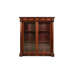 R. J. Horner Style American Empire Flame Mahogany Double Bookcase, Circa 1880s