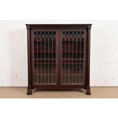 R. J. Horner Style Antique American Empire Carved Mahogany Bookcase, Circa 1890s