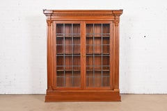 R. J. Horner Style Antique American Empire Carved Mahogany Bookcase Cabinet