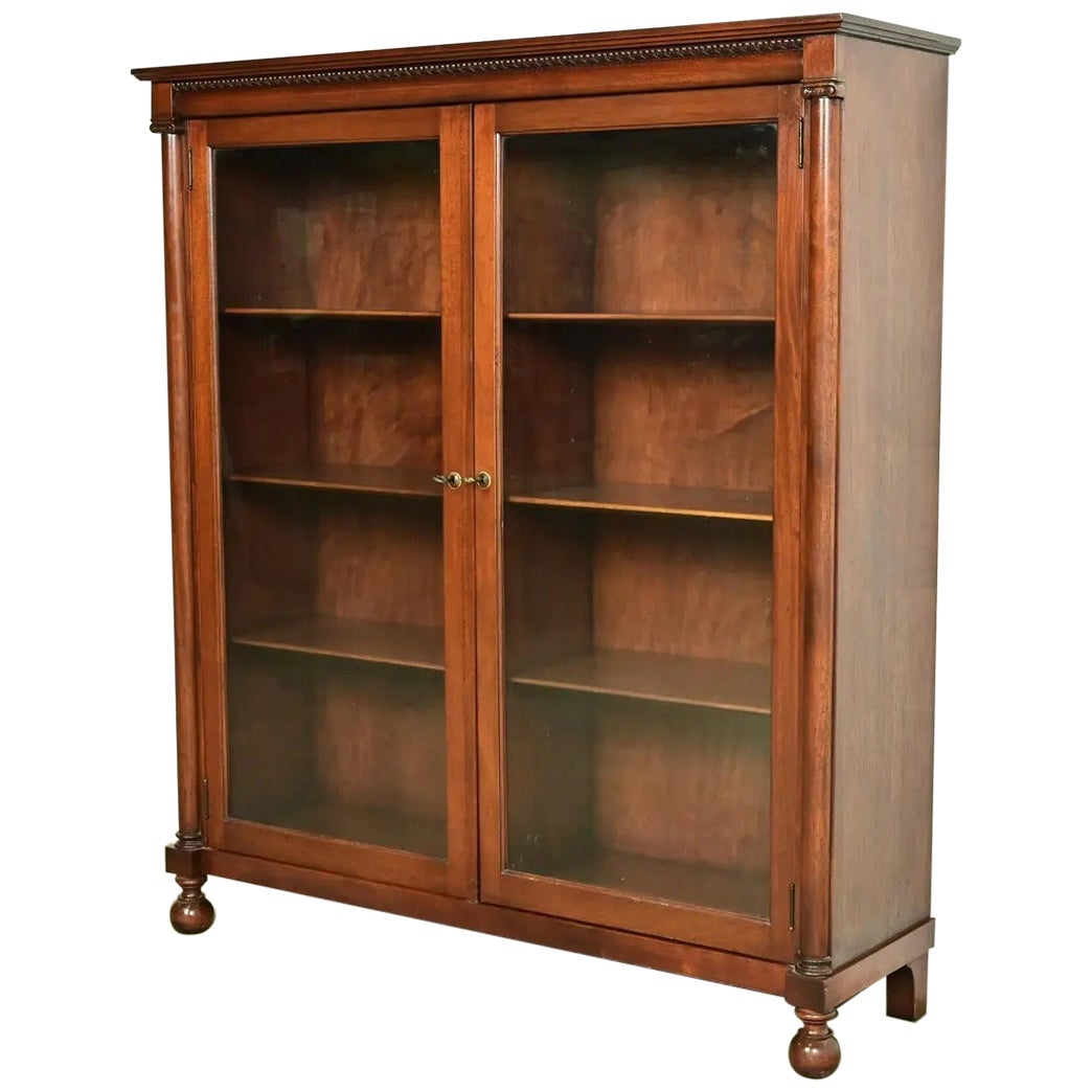 R. J. Horner Style Antique American Empire Carved Mahogany Double Bookcase