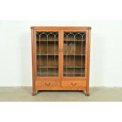 R. J. Horner Style Antique American Empire Oak Double Bookcase, Circa 1890s
