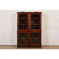 R. J. Horner Style Antique Arts & Crafts Mahogany Glass Bookcase, Circa 1920s