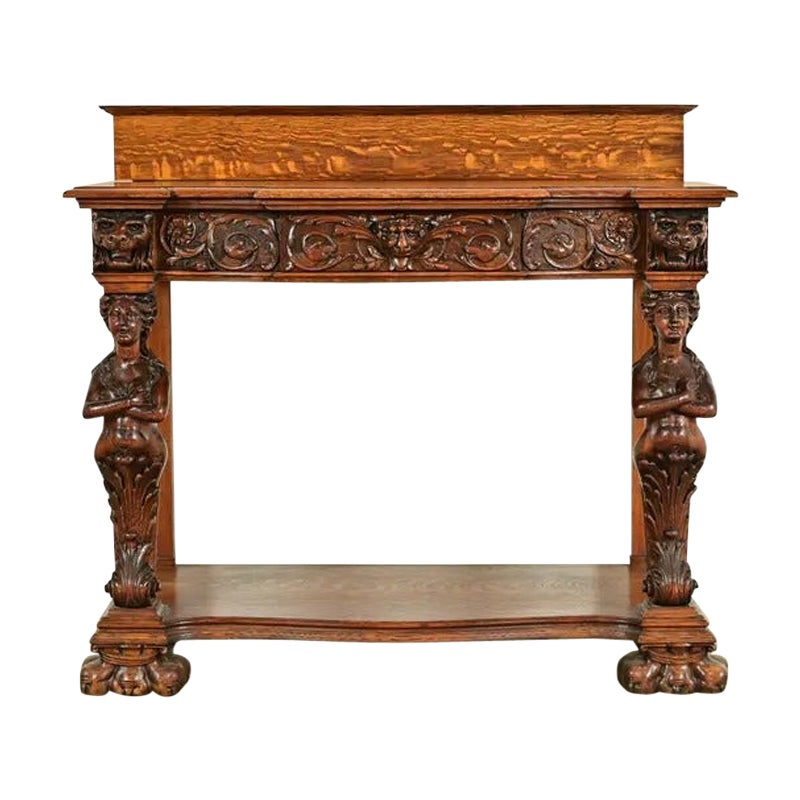 R. J. Horner Style Antique Victorian Carved Oak Sideboard, Circa 1890s For Sale