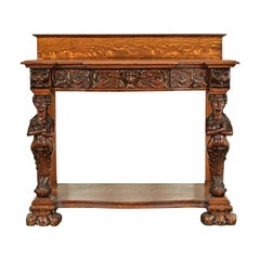 R. J. Horner Style Antique Victorian Carved Oak Sideboard, Circa 1890s