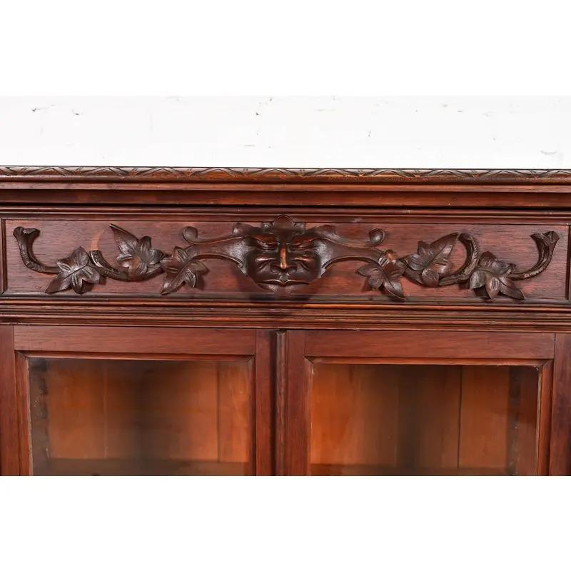 Vetro R. J. Horner - Mobile libreria doppio in stile vittoriano antico, circa 1890 in vendita