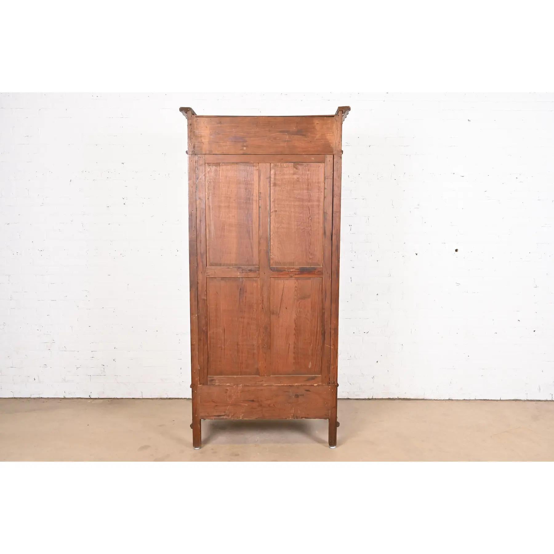 R. J. Horner Style Antique Victorian Faux Bamboo Pine Mirrored Armoire Dresser 5