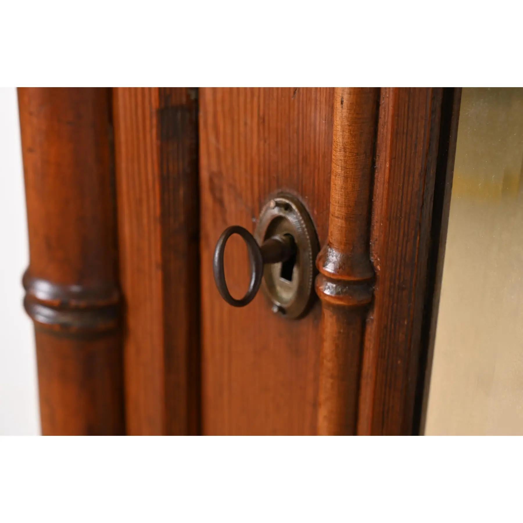 R. J. Horner Style Antique Victorian Faux Bamboo Pine Mirrored Armoire Dresser 1