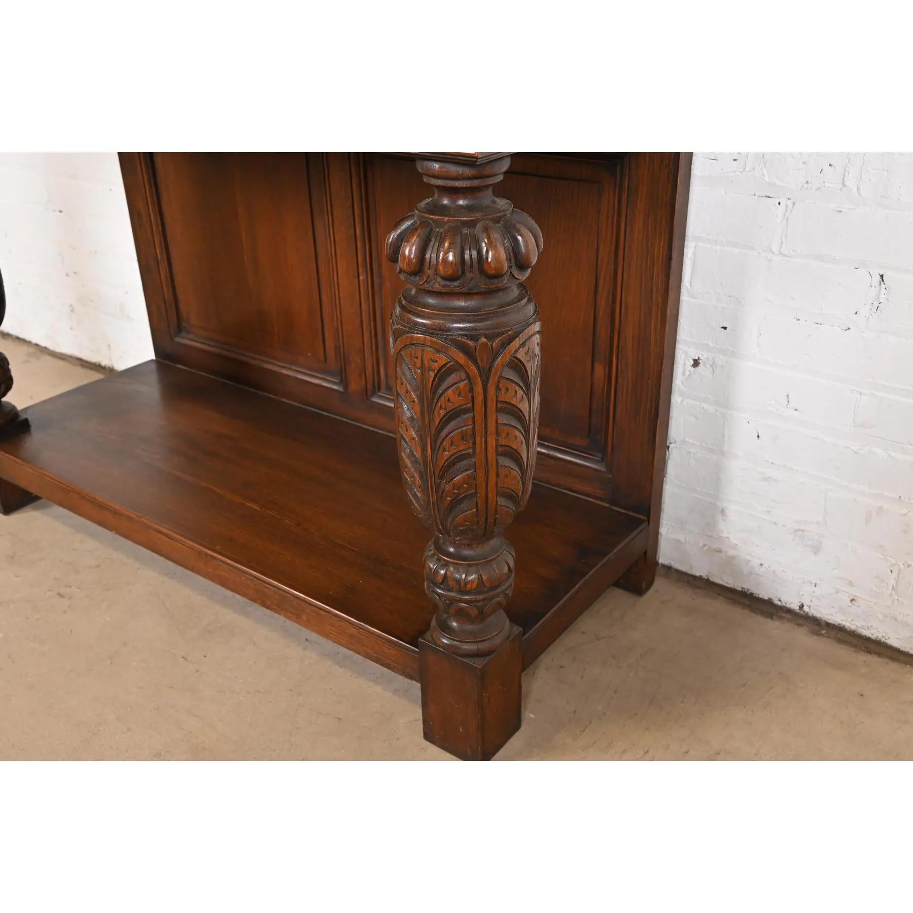 R. J. Horner Style English Jacobean Carved Oak Bar Cabinet, Circa 1900 For Sale 3