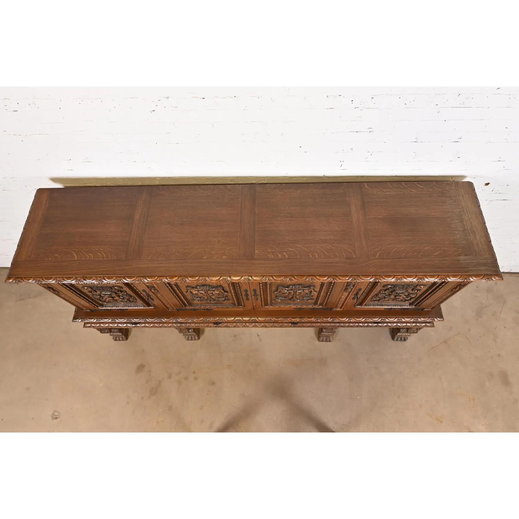 R. J. Horner Style Renaissance Revival Monumental Ornate Carved Oak Sideboard For Sale 2