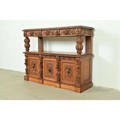 R. J. Horner Style Renaissance Revival Oak Sideboard or Bar Cabinet, Circa 1890s