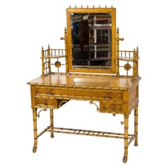 R. J. Horner Victorian Faux Bamboo and Bird's Eye Maple Vanity