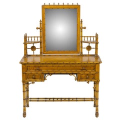 R. J. Horner Victorian Faux Bamboo and Bird's Eye Maple Vanity