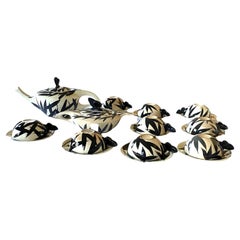 R. Lachenal, Important Art Deco porcelain Tea Set for 9, France, 1920s
