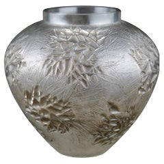 Antique R Lalique Esterel Vase in Grey Patina, Art Deco Period