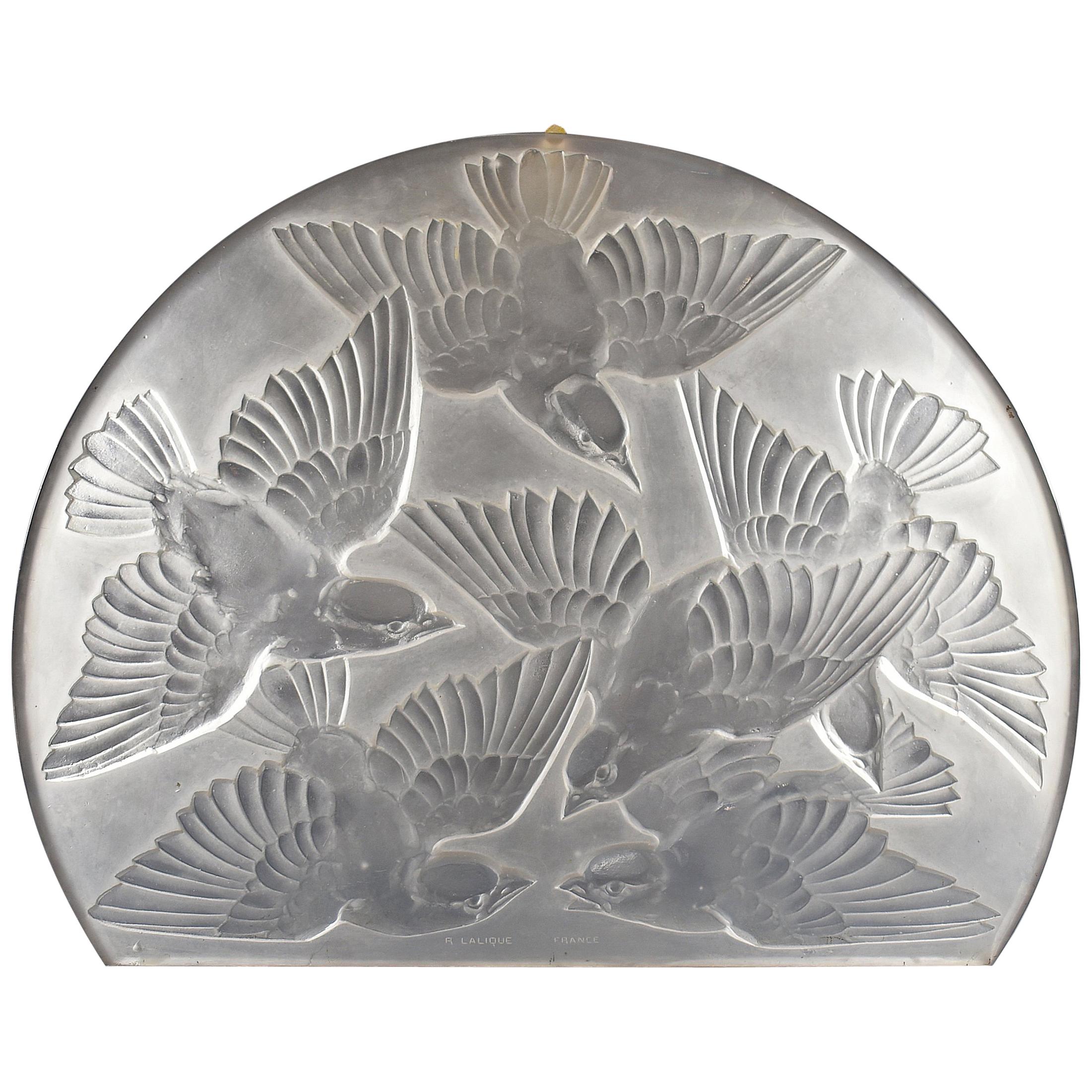 R. Lalique Luminaire Hirondelles Hand Etched Signature