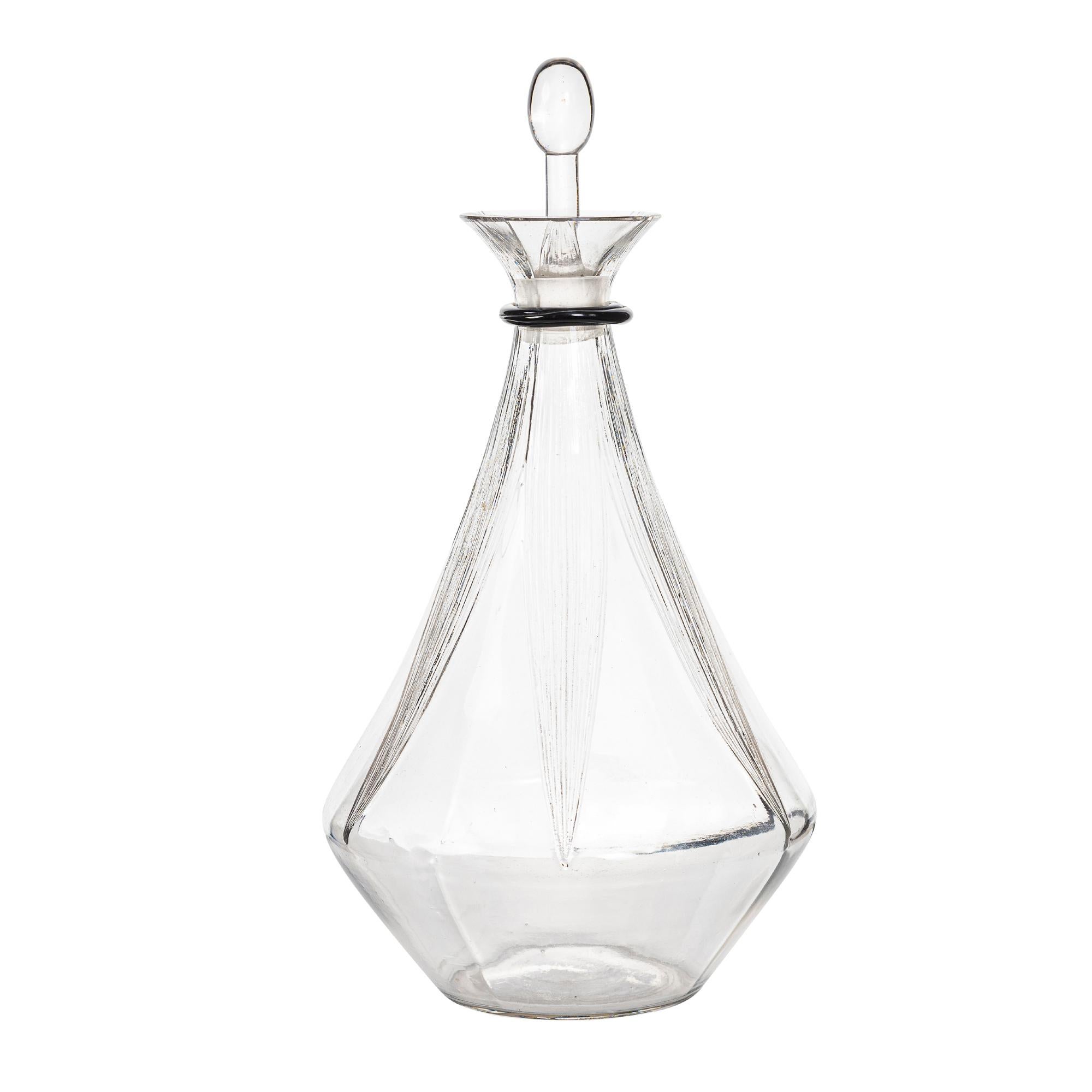 R. Lalique Molded Glass Decanter in the 'Selestat' Pattern For Sale 1